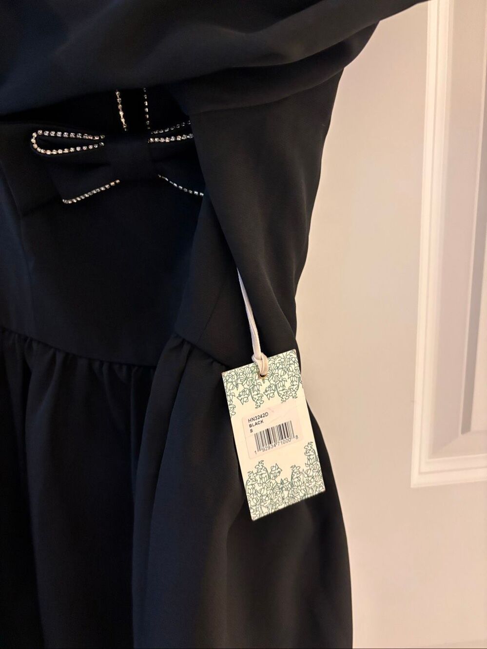 NWT Hyacinth House Blair Black Embellished Bow Long Sleeve Mini Dress, Small $17 - Picture 5 of 11